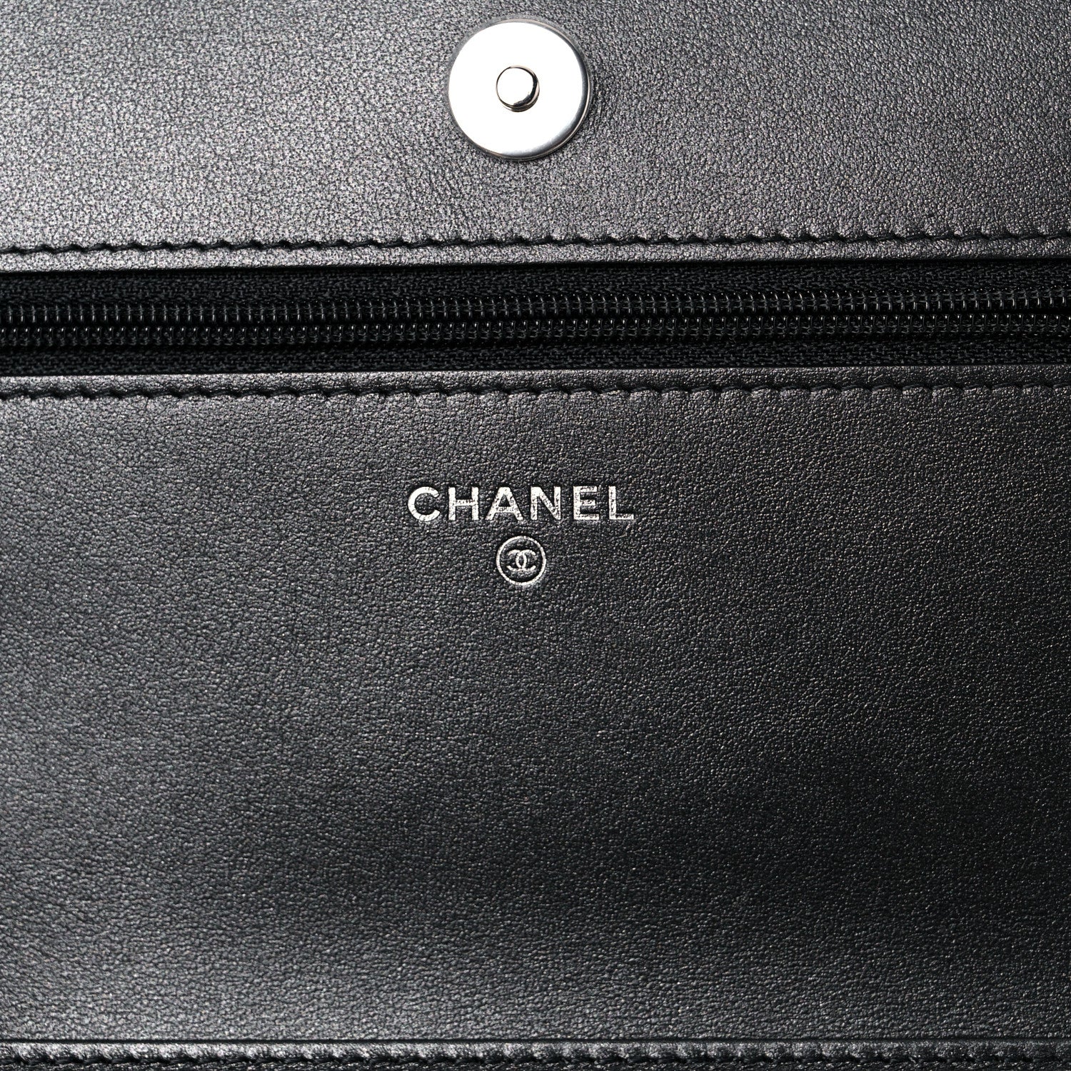 Chanel Metallic Caviar Chevron Quilted Vintage Mademoiselle Wallet On Chain WOC Charcoal 6 of 12