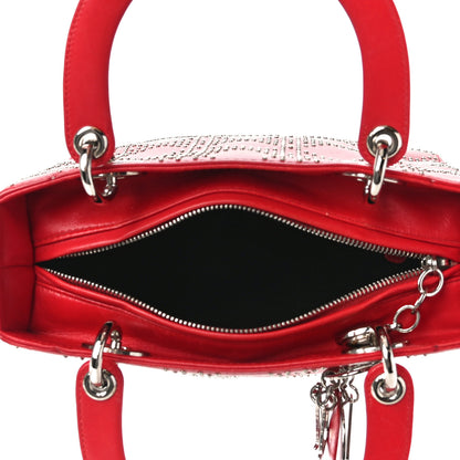 Christian Dior Lambskin Studded Cannage Medium Lady Dior Red 5 of 10