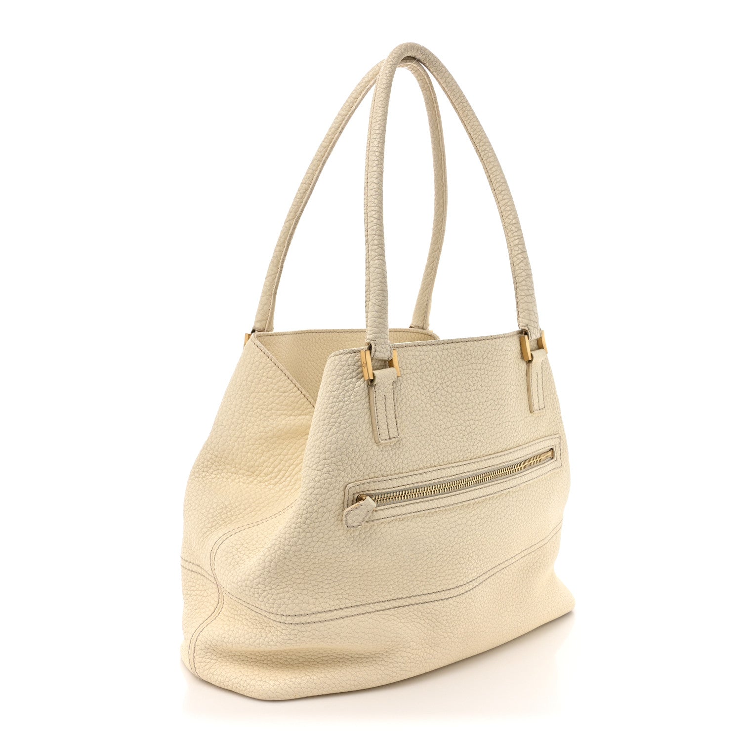 Loro Piana Grained Calfskin Globe Shoulder Bag Ivory 3 of 17