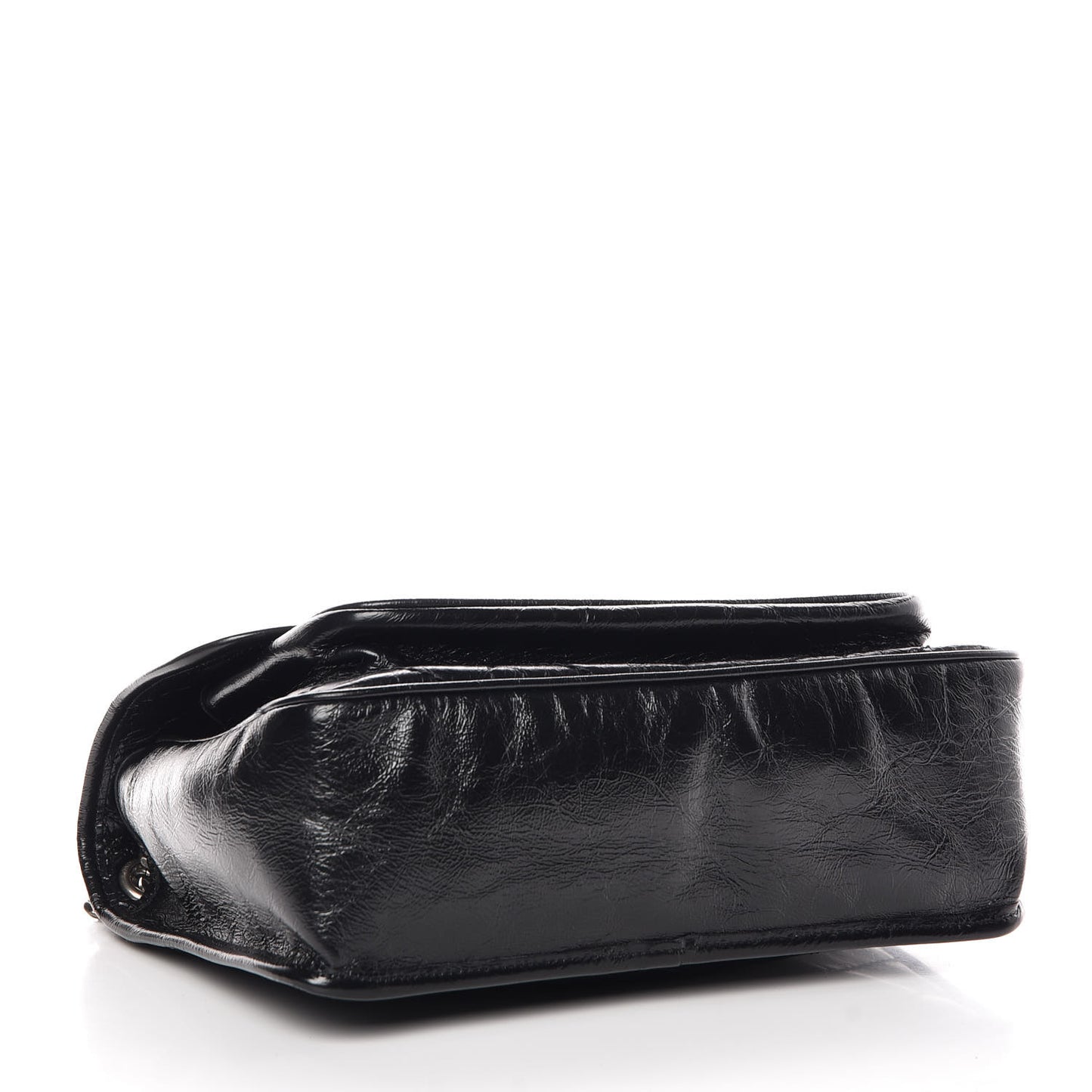 Crinkled Calfskin Matelasse Monogram Medium Niki Chain Satchel Black