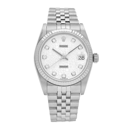 Rolex Stainless Steel 18K White Gold Diamond 31mm Oyster Perpetual Datejust Watch Silver Jubilee 78274 1 of 4