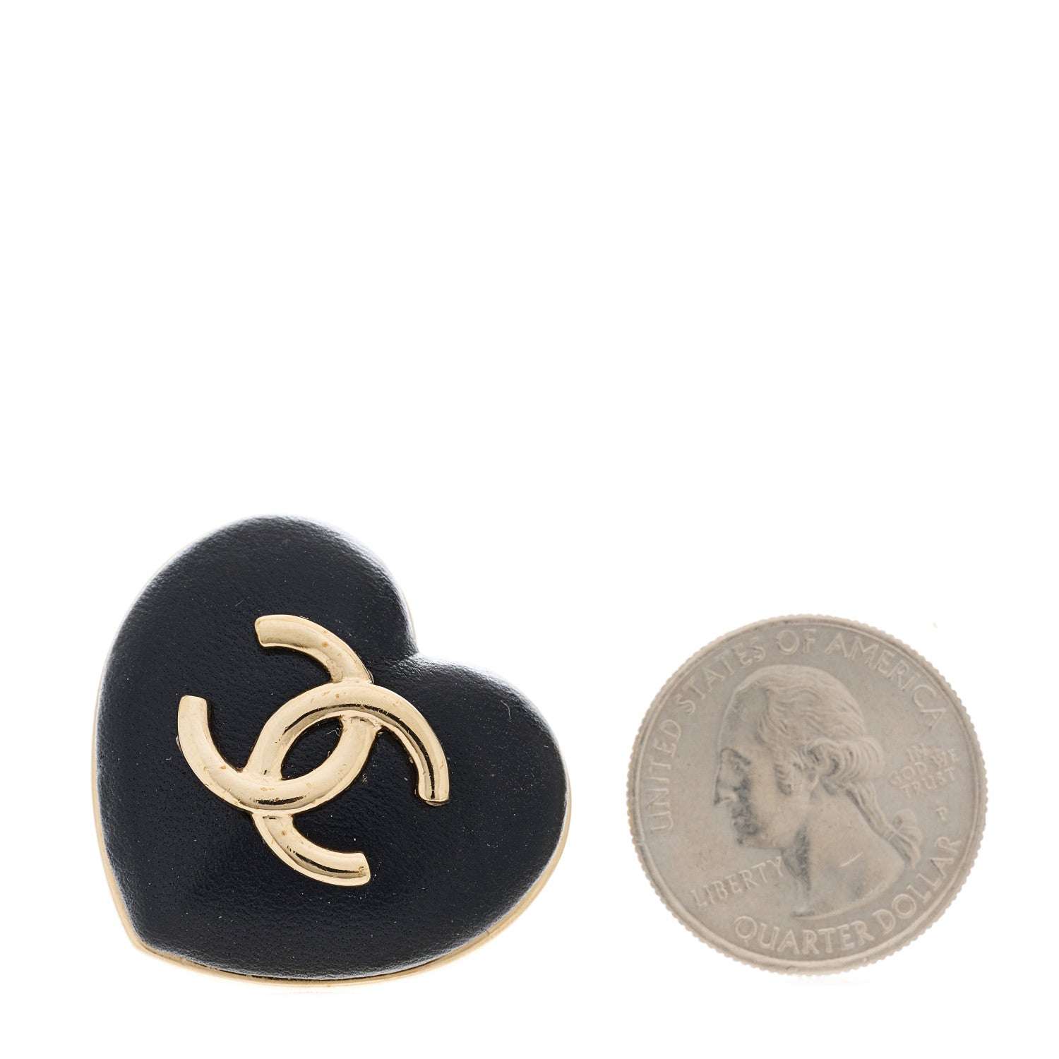 Chanel Lambskin CC Heart Brooch Gold Black 2 of 3