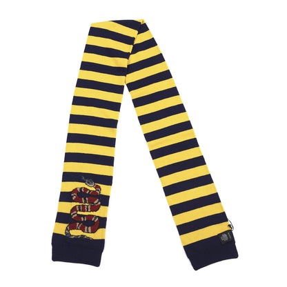 Gucci Wool Tricot Striped Snake Scarf Midnight Blue Yellow 2 of 4