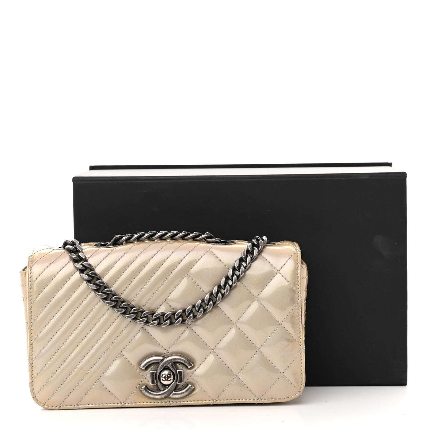 Patent Quilted Small Coco Boy Flap Light Gold