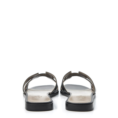 Hermes Box Calfskin Oran Sandals 36.5 Black 5 of 8