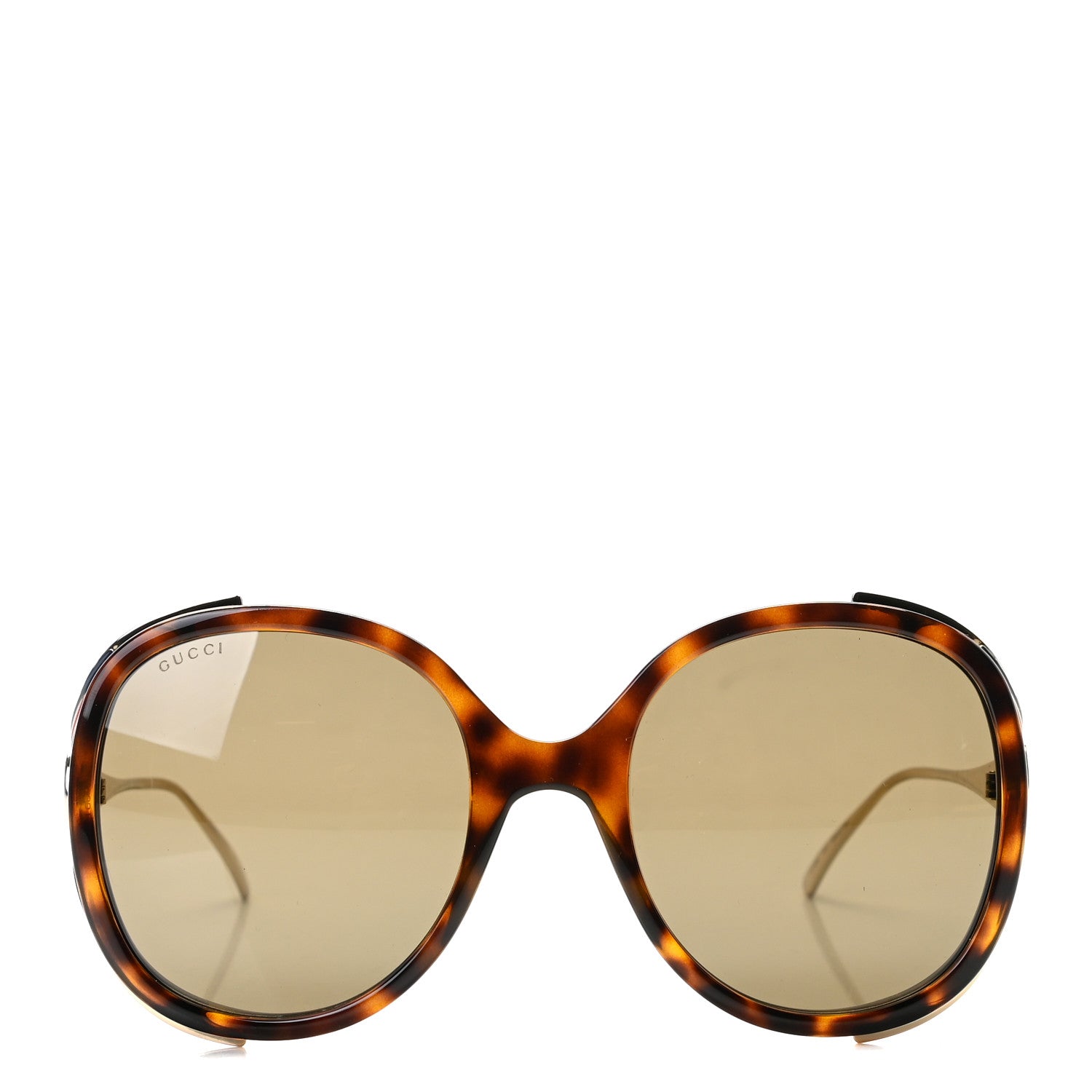 Gucci Acetate Round Frame Injected Sunglasses GG0226S Tortoise 2 of 6
