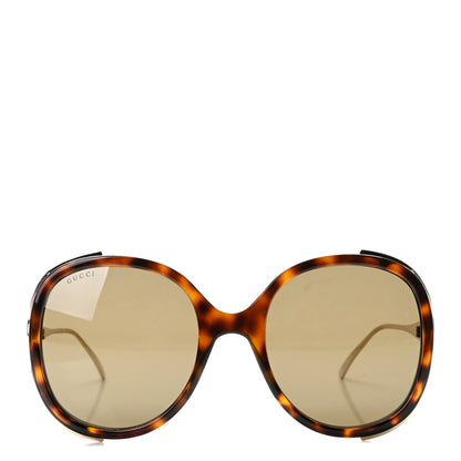 Gucci Acetate Round Frame Injected Sunglasses GG0226S Tortoise 2 of 6