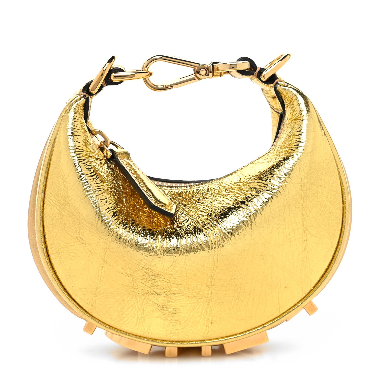 Fendi Rock Millenium Nano Fendigraphy Hobo Charm Gold 1 of 11