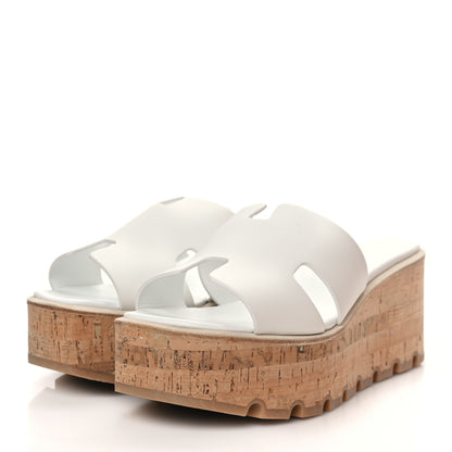 Hermes Calfskin Cork Eze 30 Sandals 40 White 2 of 9