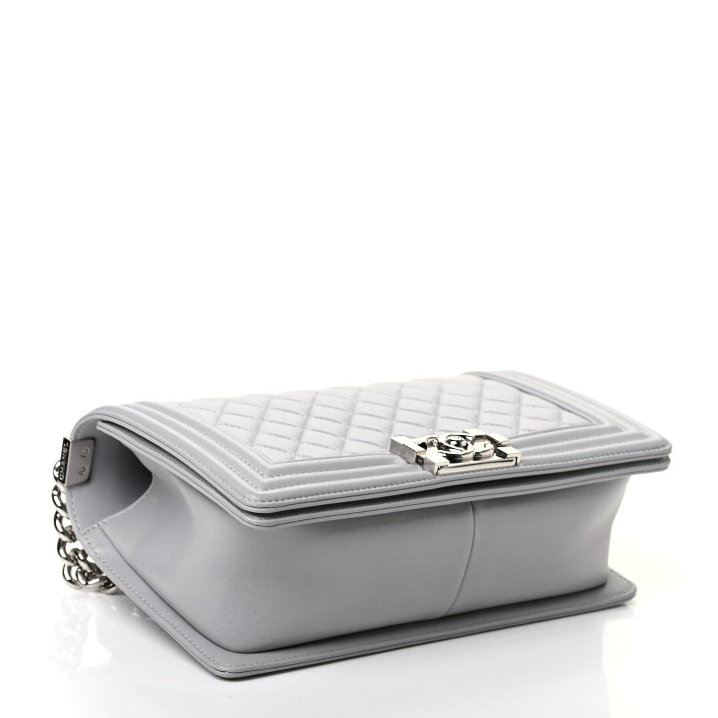 Lambskin Quilted Medium Boy Flap Grey