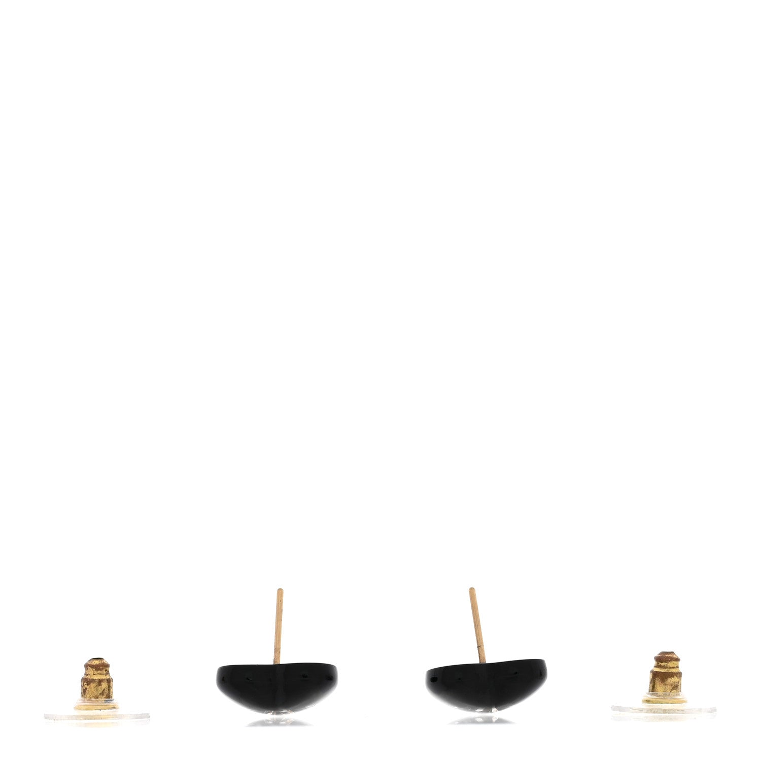 Chanel Resin Crystal CC Heart Earrings Black Gold 3 of 4