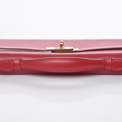 Hermes Tadelakt Kelly Cut Clutch Rouge Vif 17 of 23