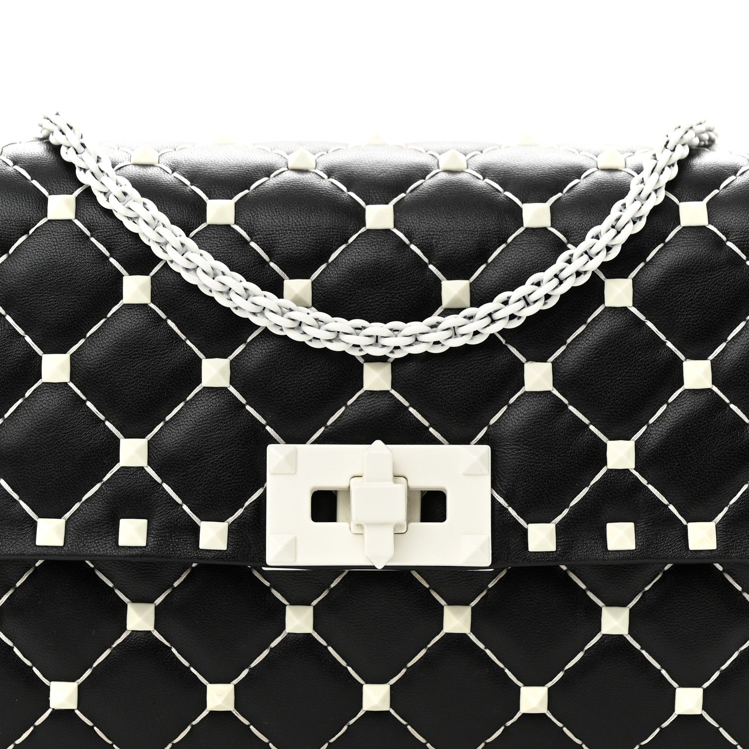 Valentino Garavani Lambskin Free Rockstud Spike Wallet On Chain Black 7 of 12