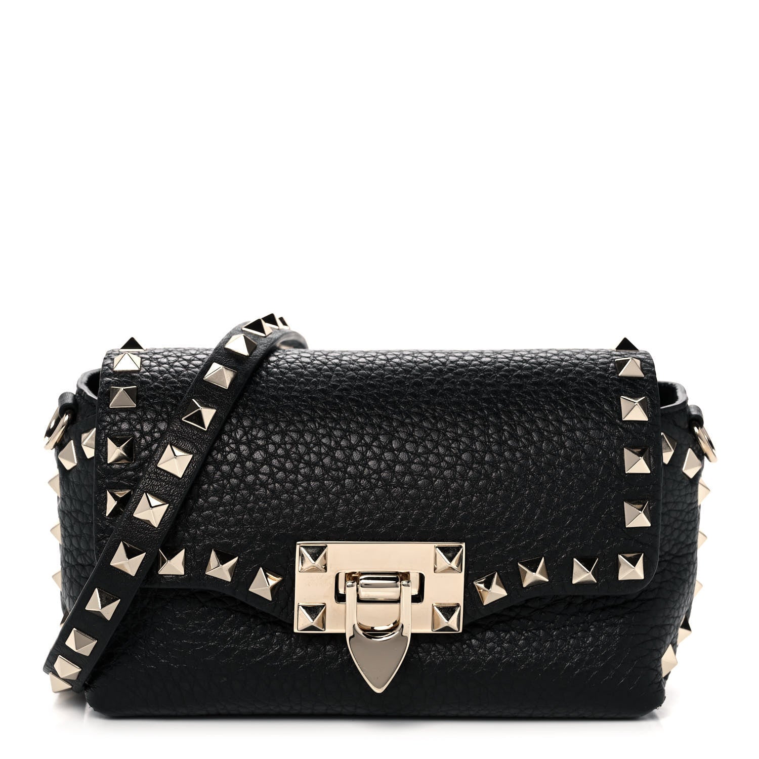 Valentino Garavani Pebbled Calfskin Mini Rockstud Crossbody Bag Black 1 of 14