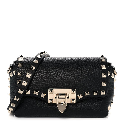 Valentino Garavani Pebbled Calfskin Mini Rockstud Crossbody Bag Black 1 of 14