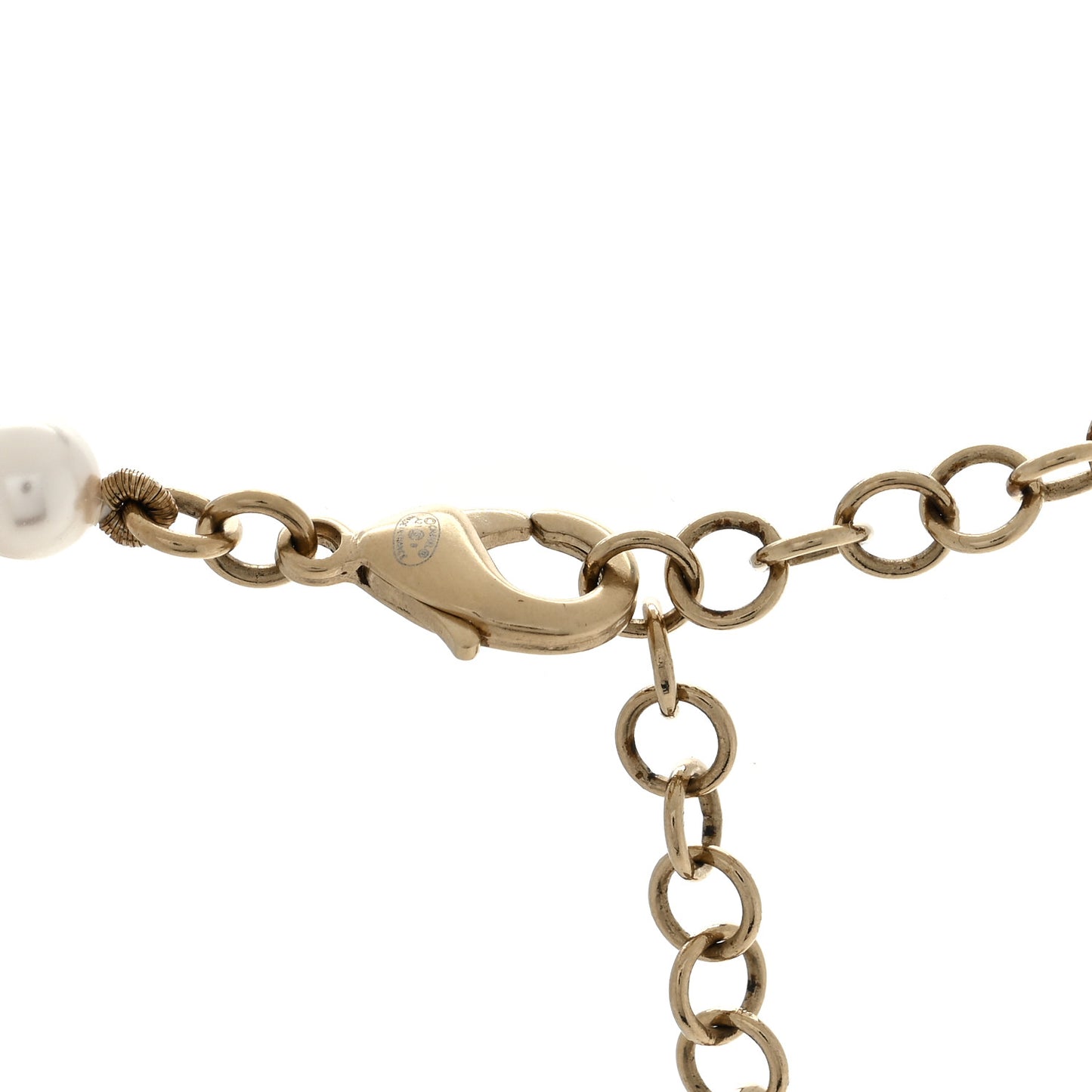 Pearl Crystal CC Heart Short Necklace Pearly White Gold