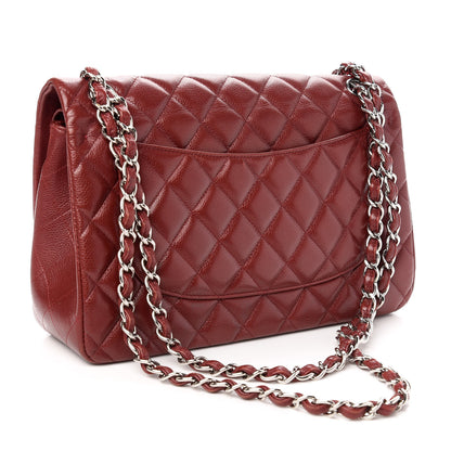 Chanel Caviar Quilted Jumbo Double Flap Dark Red 3 of 10