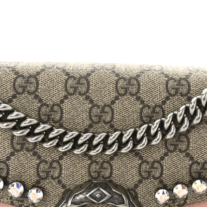 Gucci GG Supreme Monogram Suede Crystal Small Dionysus Shoulder Bag Beige Ebony Light Peonia 8 of 10