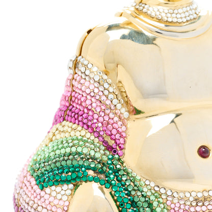 Judith Leiber Swarovski Crystal Buddha Minaudiere Clutch Gold 9 of 16