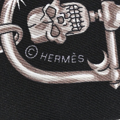 Hermes Silk C'est la Fete Twilly Kaki Fonce White Black 4 of 4