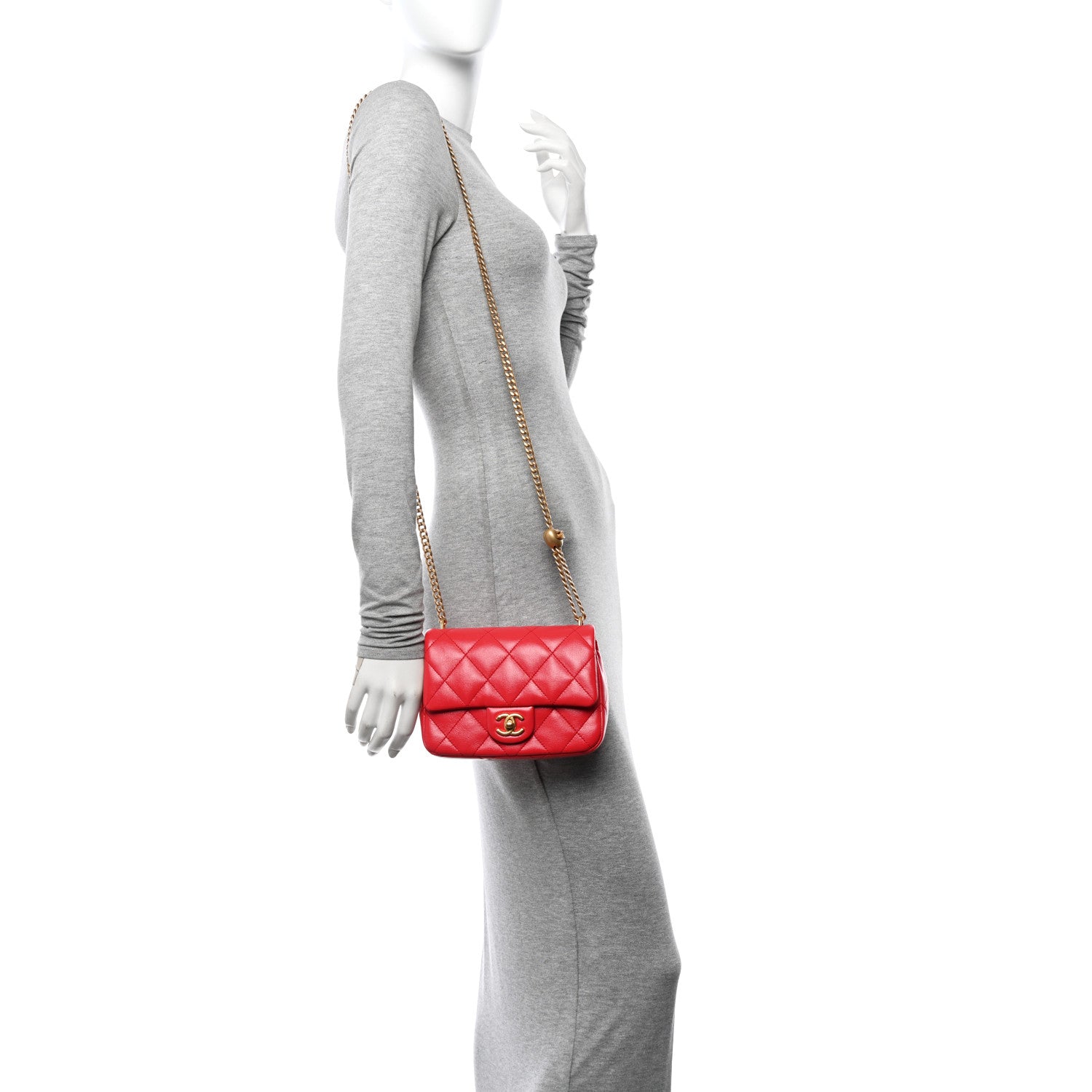Chanel Shiny Lambskin Quilted Mini Sweetheart Flap Dark Red 3 of 10