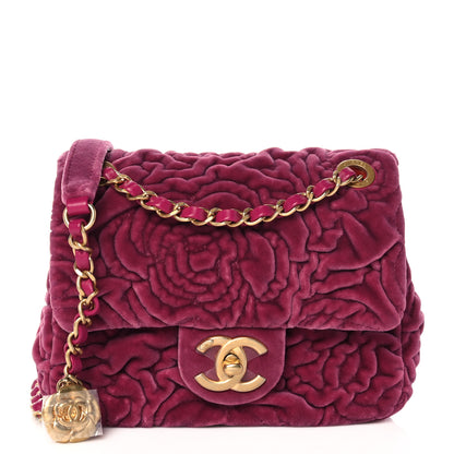 Chanel Velvet Camellia Embossed Mini Square Flap Pink 1 of 11