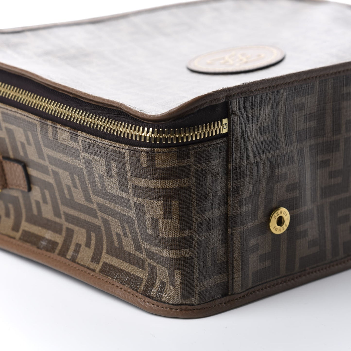 Glazed Fabric FF 1974 Karligraphy Small Travel Bag Mogano Panna