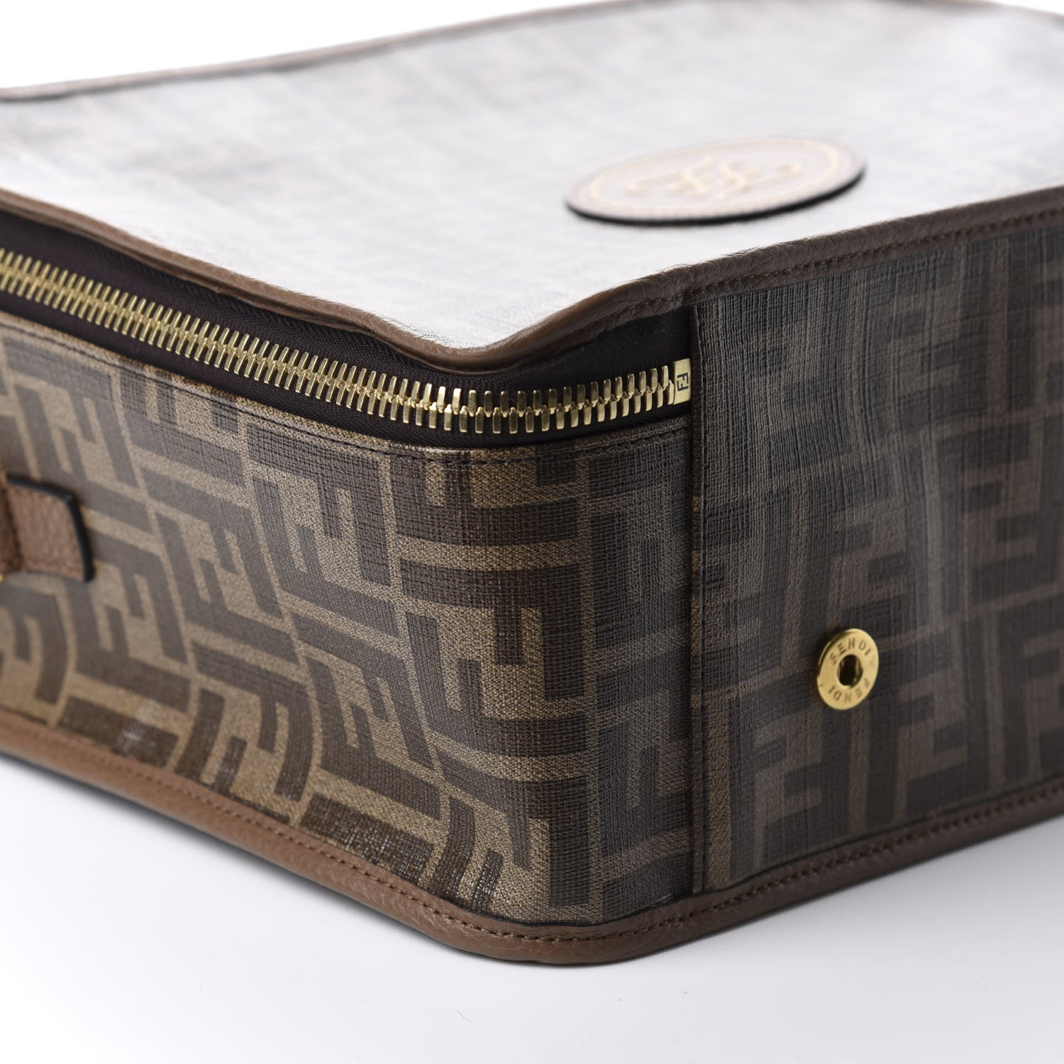 Fendi Glazed Fabric FF 1974 Karligraphy Small Travel Bag Mogano Panna 7 of 11