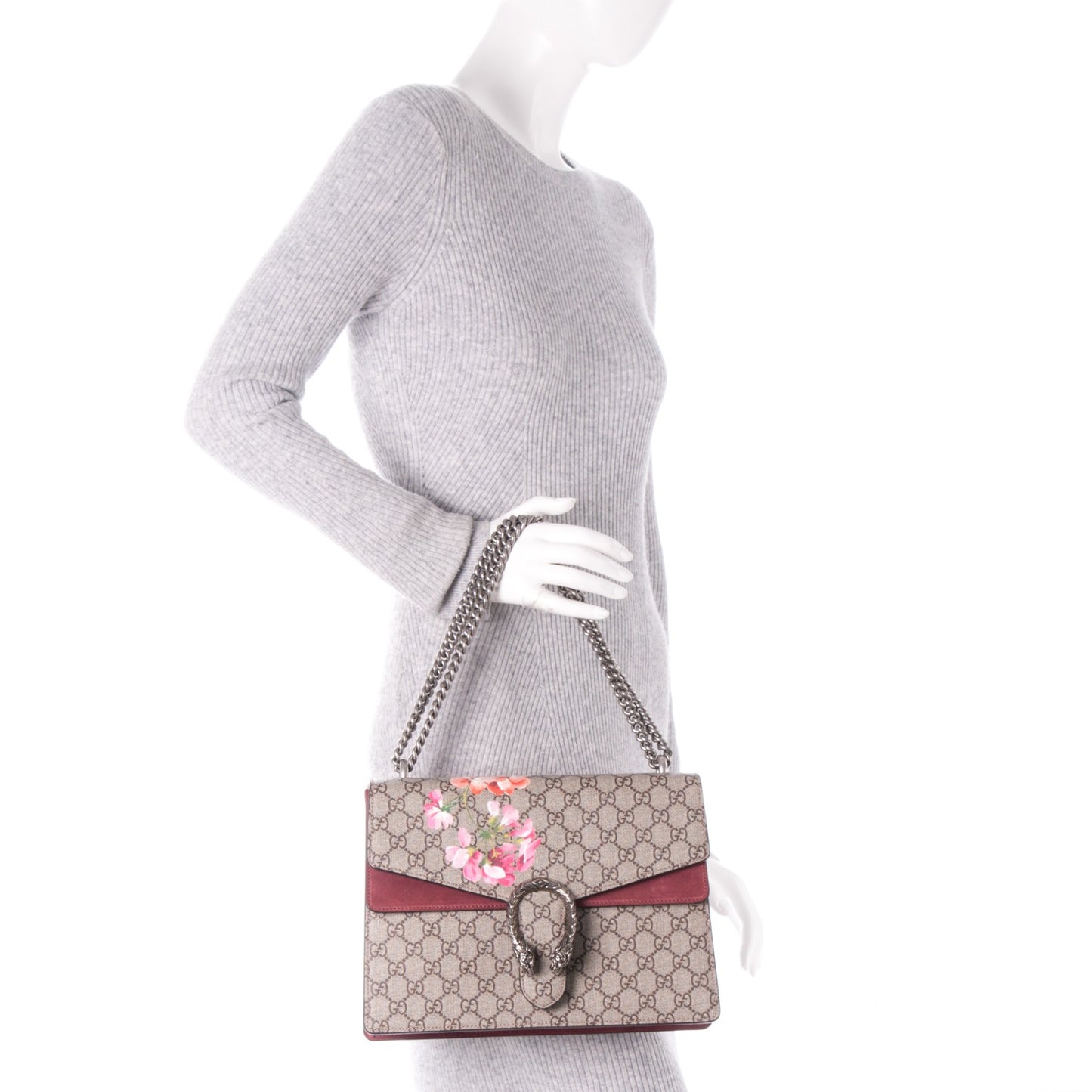 GG Supreme Monogram Blooms Medium Dionysus Shoulder Bag Beige Multicolor Dry Rose