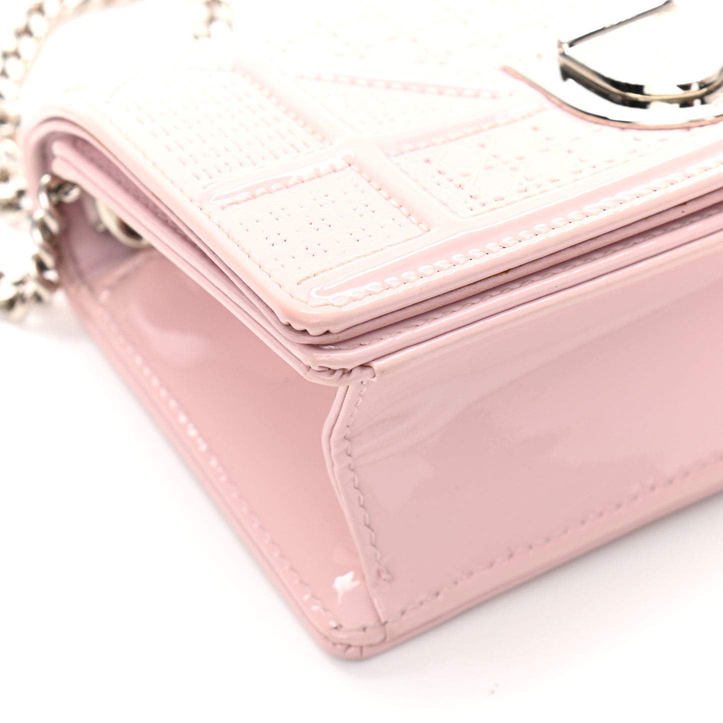 Patent Micro-Cannage Baby Diorama Flap Bag Pale Pink