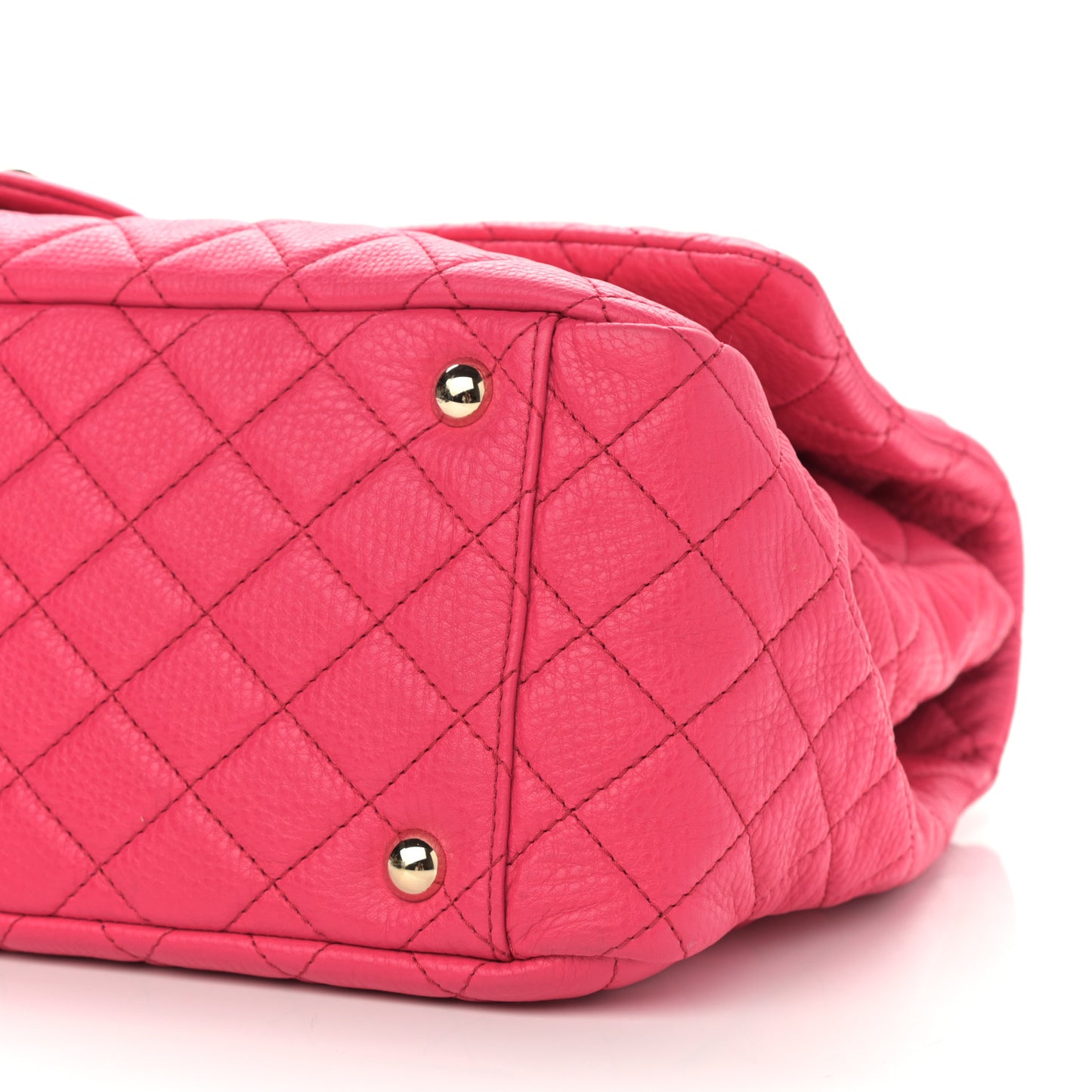 Calfskin Quilted XXL Travel Flap Bag Dark Pink