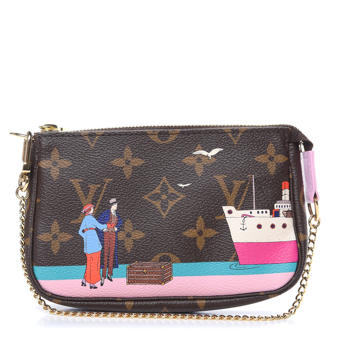 Monogram 2016 Christmas Animation Mini Pochette Accessories Rose Ballerine
