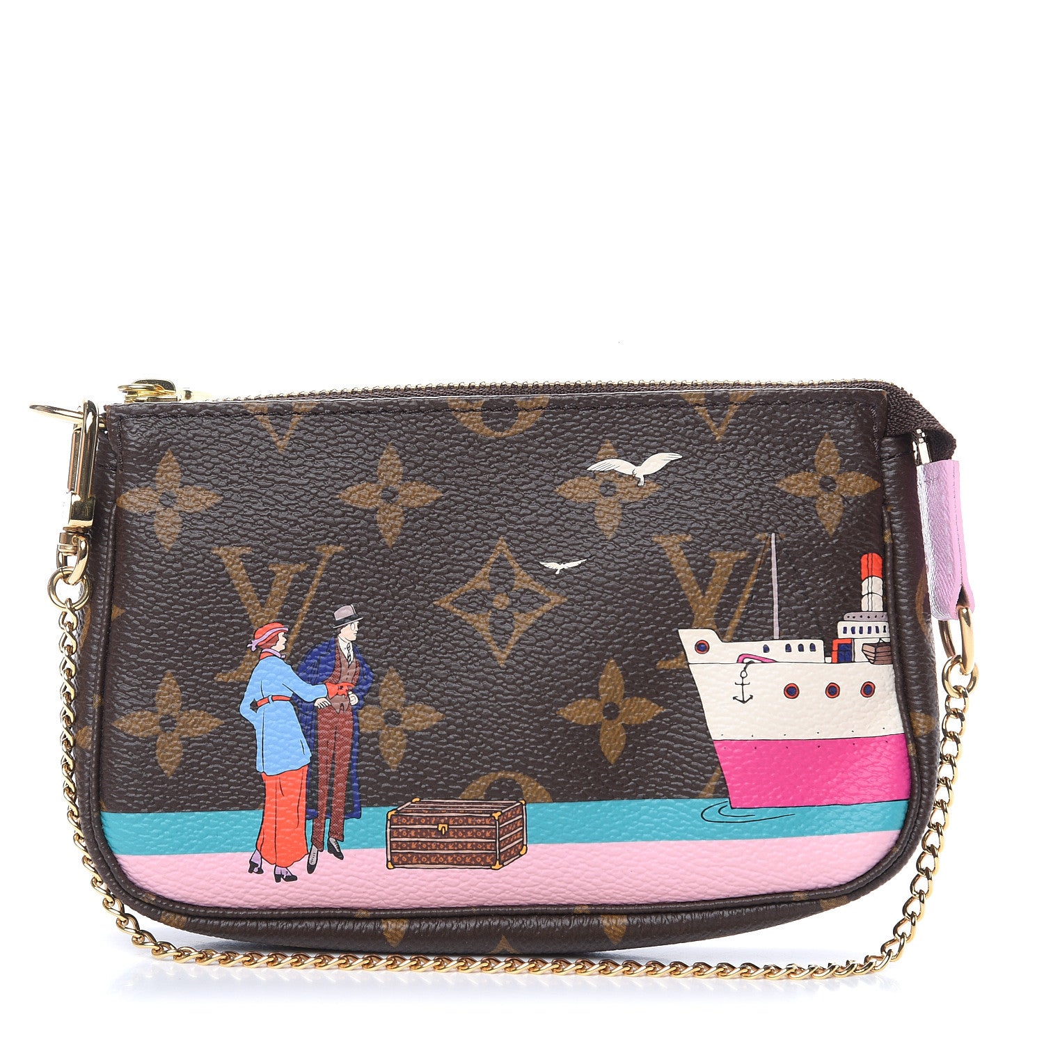 Louis Vuitton Monogram 2016 Christmas Animation Mini Pochette Accessories Rose Ballerine 1 of 8
