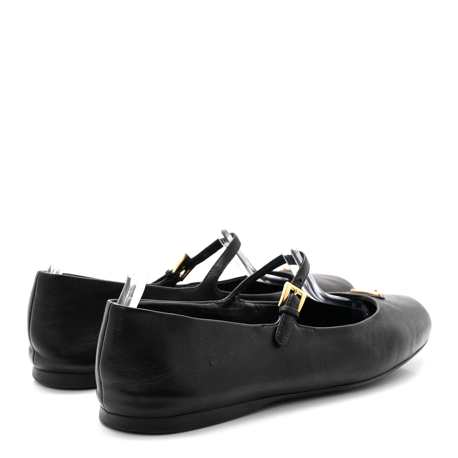 Prada Nappa Metal Triangle Logo Ballet Flats 39 Black 5 of 10