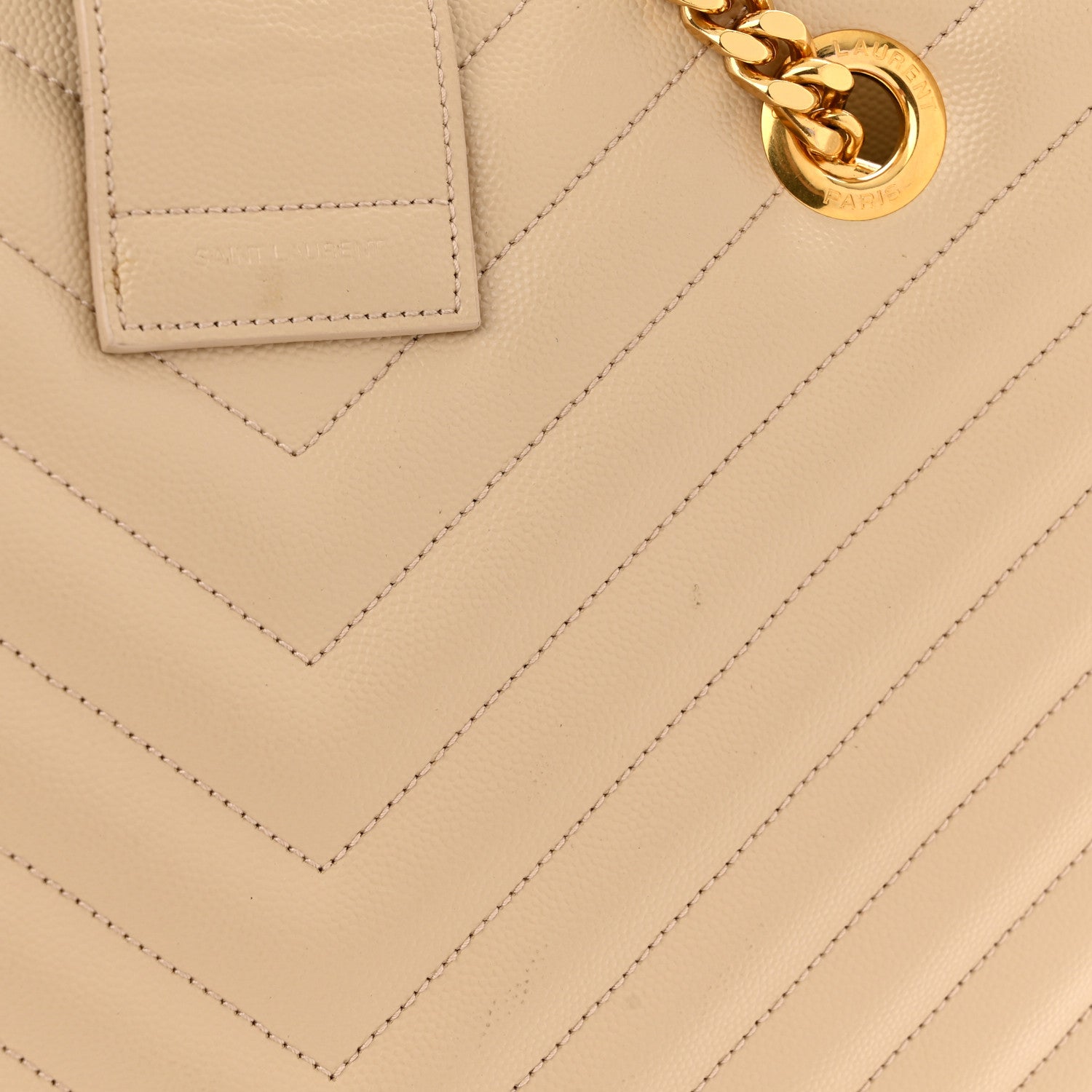 Saint Laurent Grain De Poudre Matelasse Chevron Monogram Shopping Bag Nude Powder 13 of 15