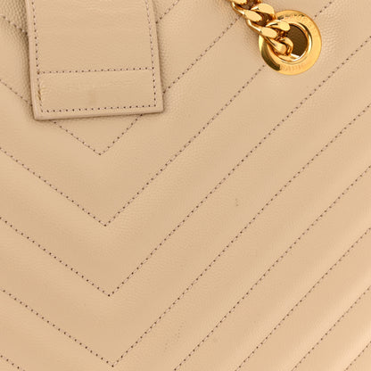 Saint Laurent Grain De Poudre Matelasse Chevron Monogram Shopping Bag Nude Powder 13 of 15