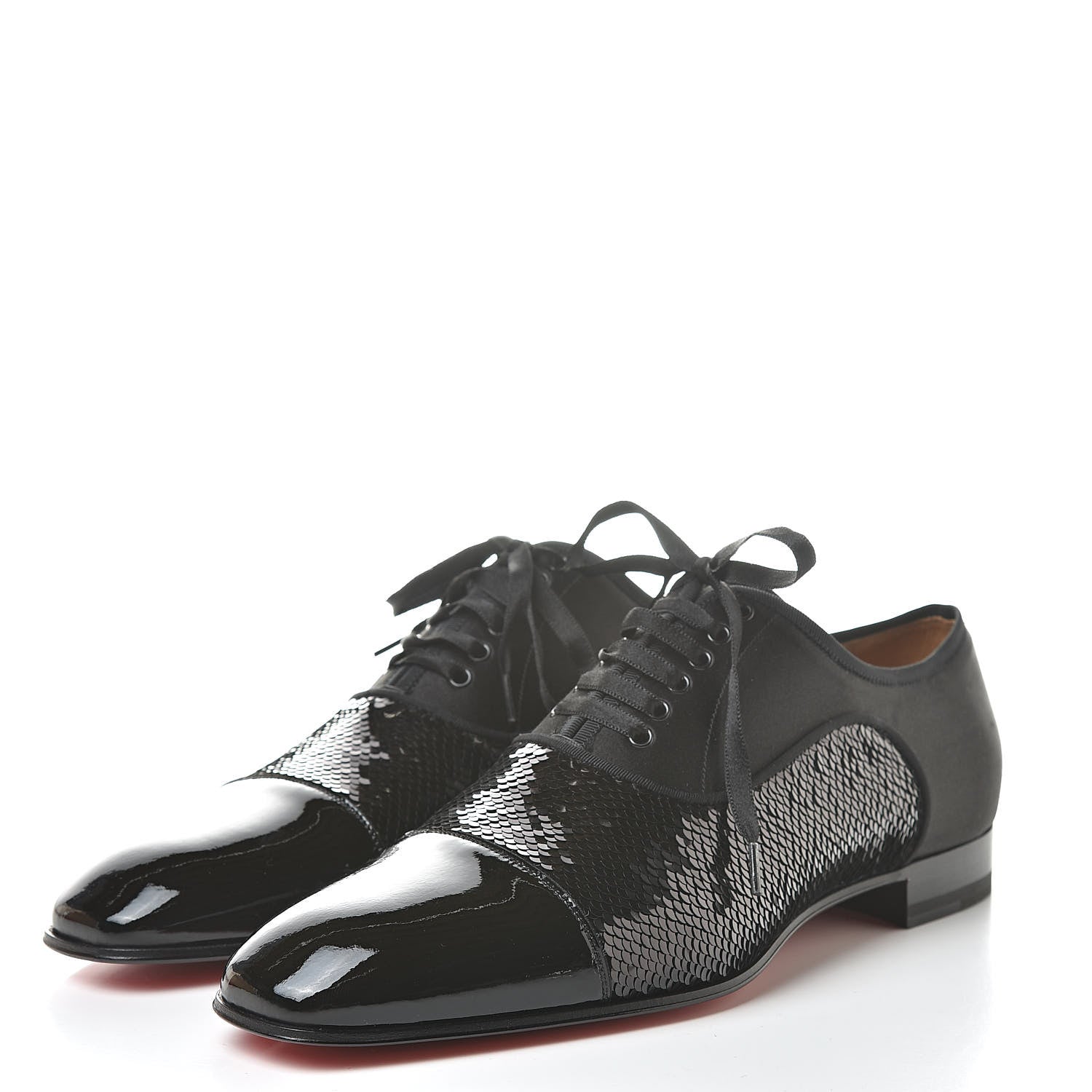 Christian Louboutin Patent Paillettes Greggo Orlato Flat Oxfords 40.5 Black 3 of 9