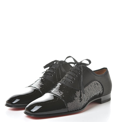 Christian Louboutin Patent Paillettes Greggo Orlato Flat Oxfords 40.5 Black 3 of 9
