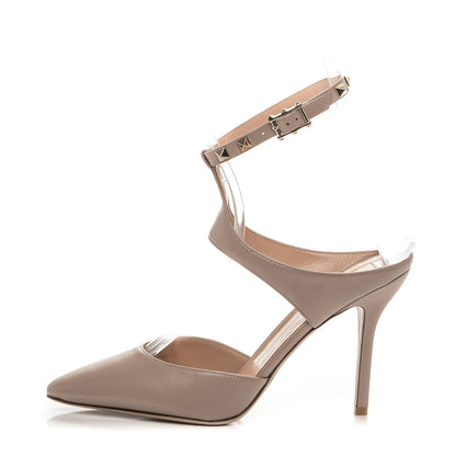 Valentino Garavani Nappa Rockstud T-Strap Open Back Pumps 38.5 Poudre 1 of 8