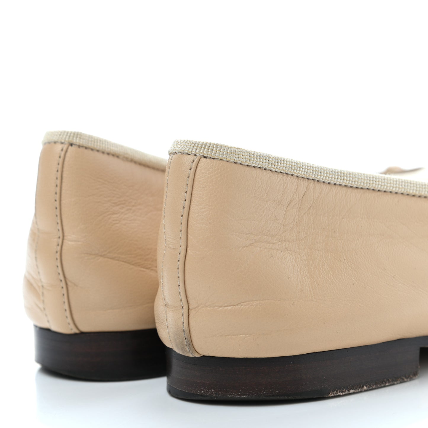 Lambskin Cap Toe Ballerina Flats 39.5 Beige Black