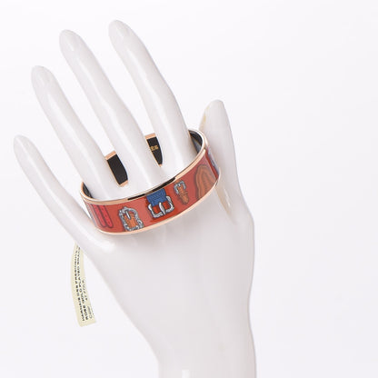 Hermes Enamel Printed Harnais Des Presidents Wide Bracelet 62 Folk 2 of 6