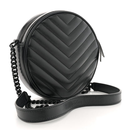 Saint Laurent Calfskin Matelasse Chevron Round Vinyle Camera Bag Black 3 of 12