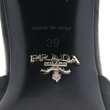 Prada Nappa Logo Quilted 65mm Block Heel Slide Sandals 39 Black 6 of 9