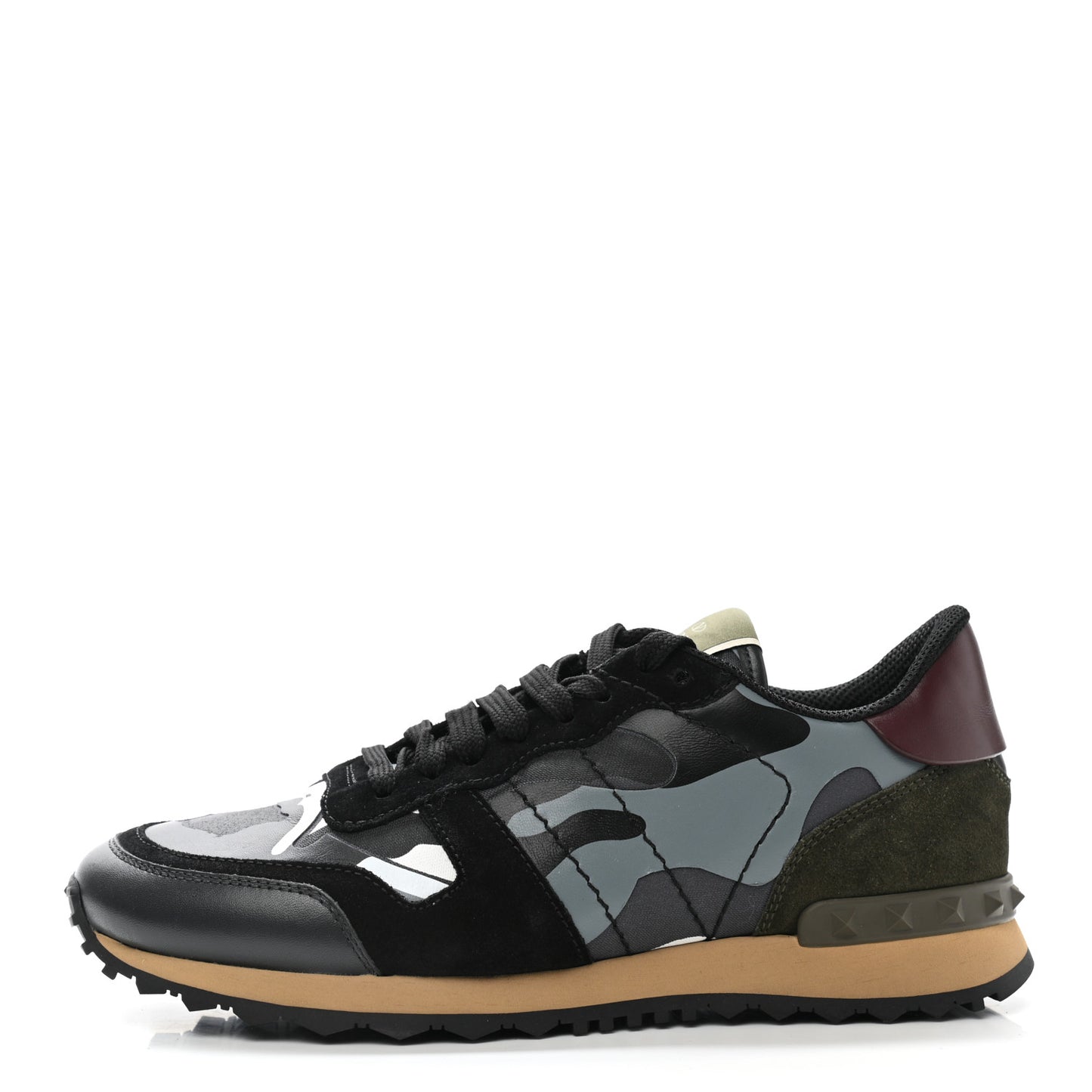 Nappa Fabric Suede Camouflage Mens Rockrunner Sneakers 39.5 Green Multicolor