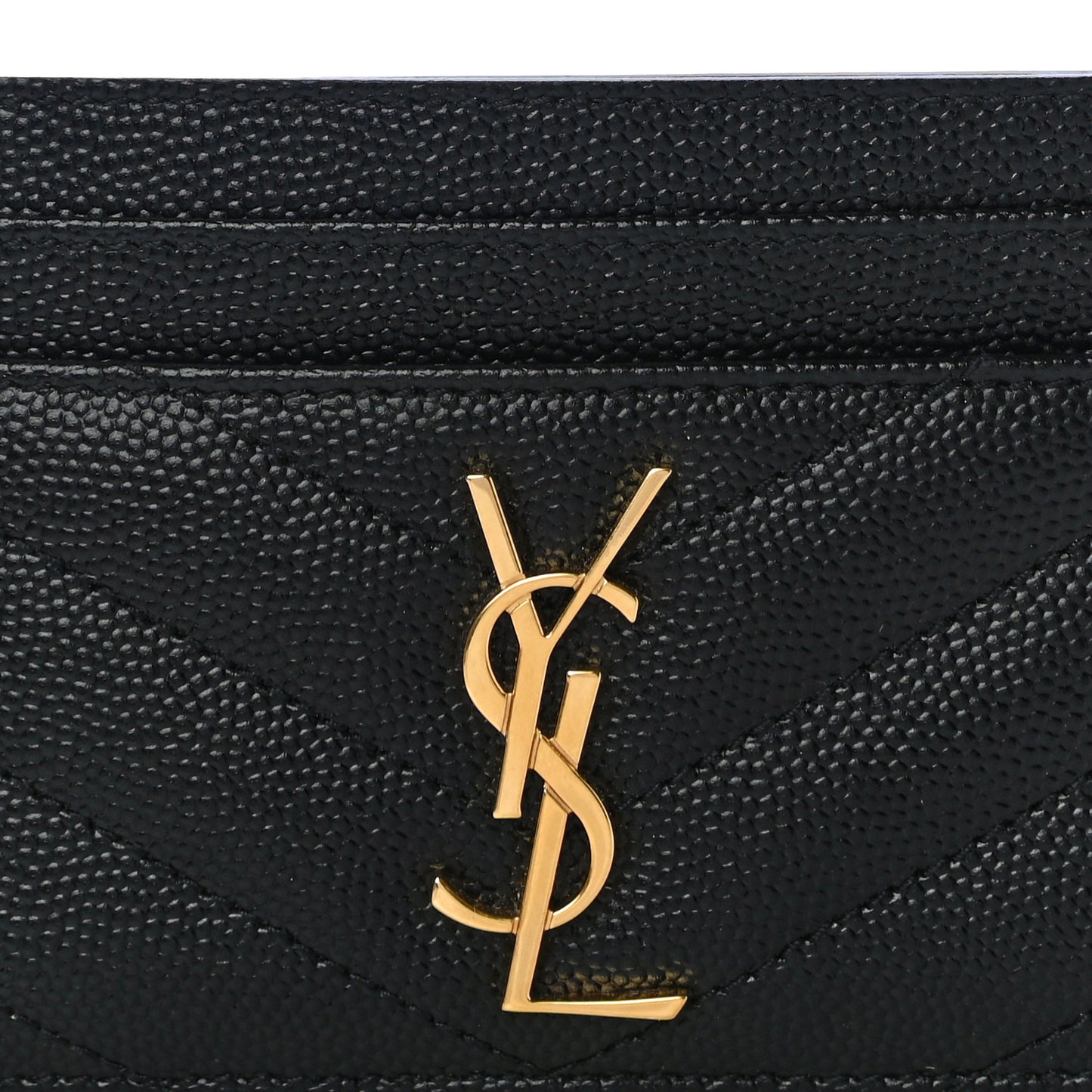 Grain De Poudre Matelasse Chevron Monogram Credit Card Case Black