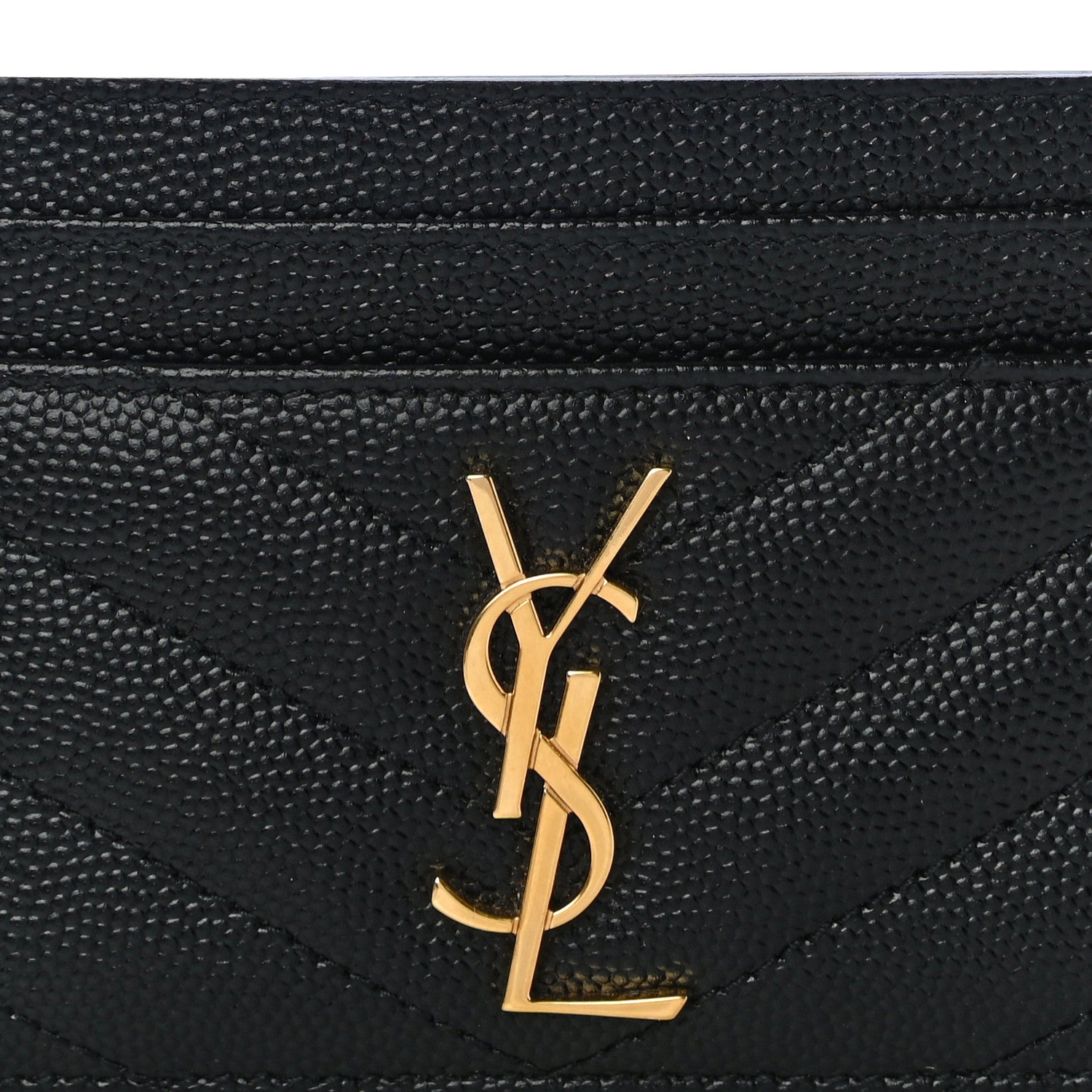 Saint Laurent Grain De Poudre Matelasse Chevron Monogram Credit Card Case Black 8 of 11