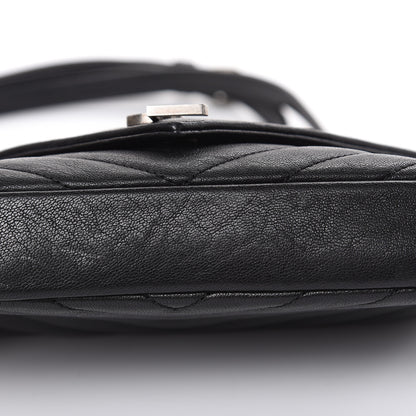 Saint Laurent Sheepskin Matelasse Chevron Monogram College Chain Wallet Black 9 of 10