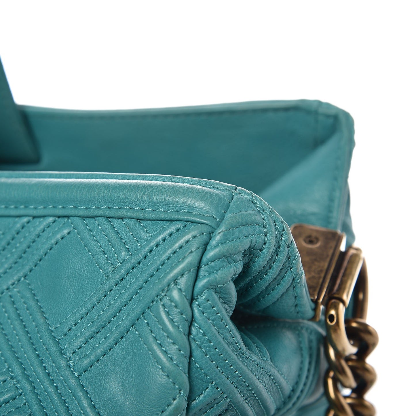 Calfskin Large Retro Girl Shopping Tote Turquoise