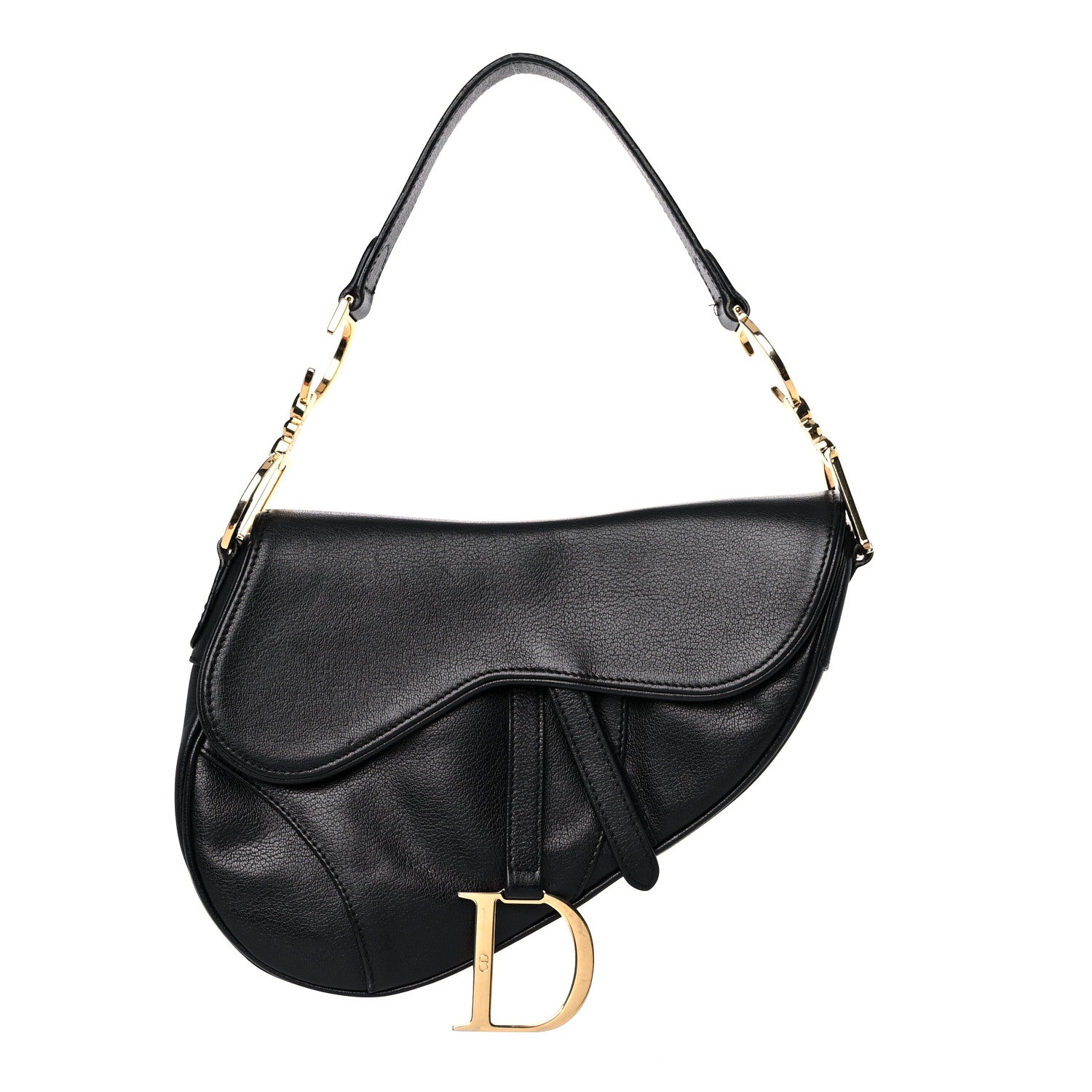 Christian Dior Shiny Goatskin Saddle Bag Black 1 of 15