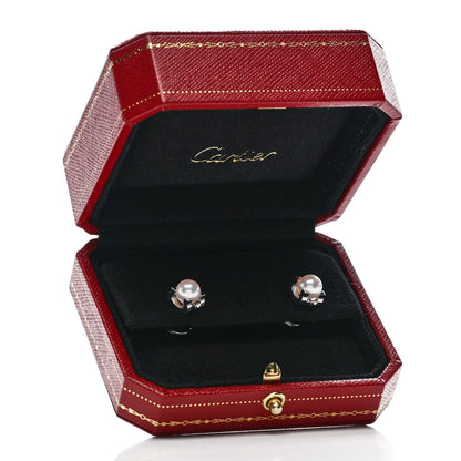 Cartier 18K White Gold Akoya Cultured Pearl C de Cartier Earrings 5 of 5